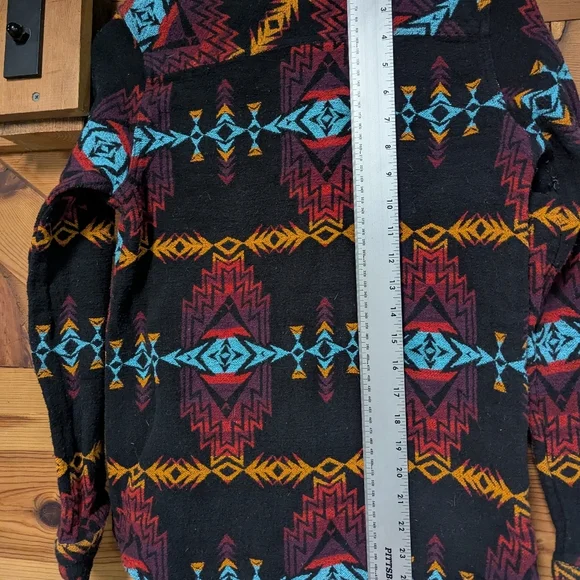 Rock and Roll Denim Medium Southwestern Print Shirt Jacket Western Snap Cowboy - Picture 12 of 12